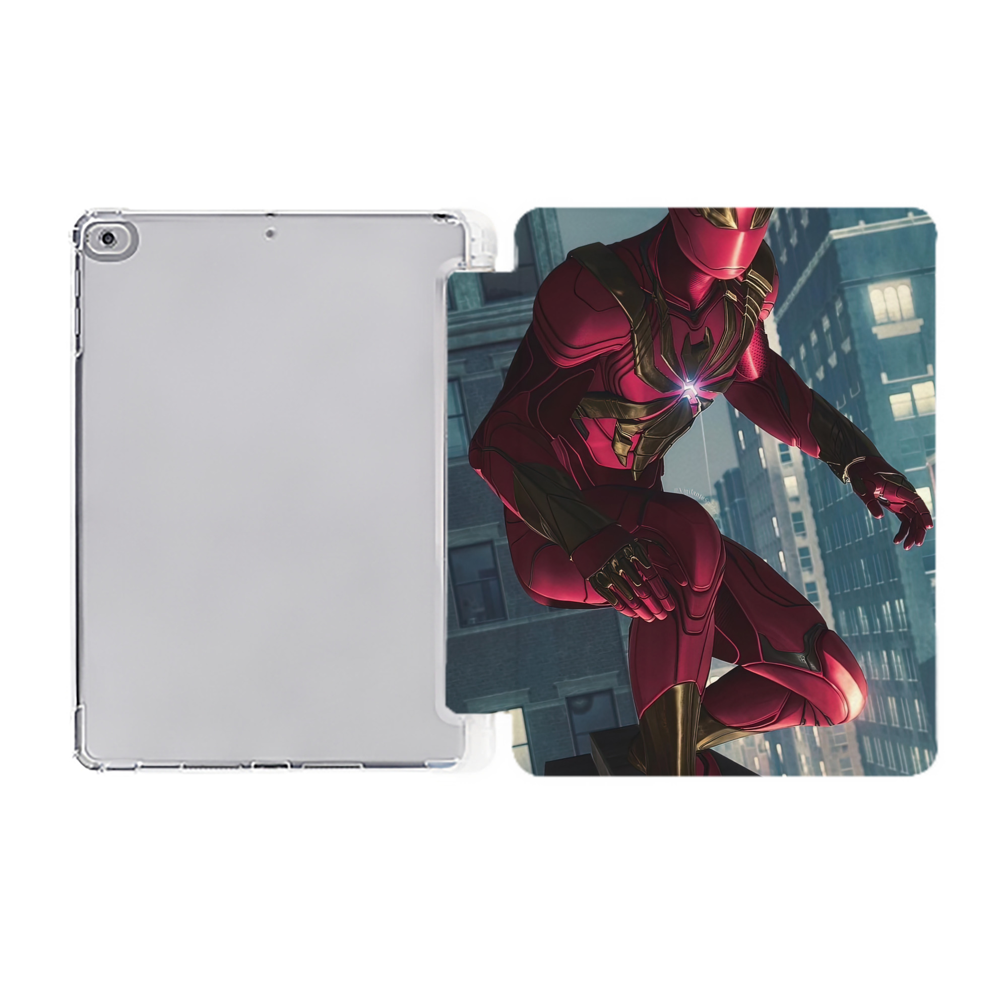 （画像用） Spider Man スパイダーマン IPad ケース ペン収納付き 三つ折りスタンド PUレザー×シリコン 対応機種9.5/10.5/10.9インチ